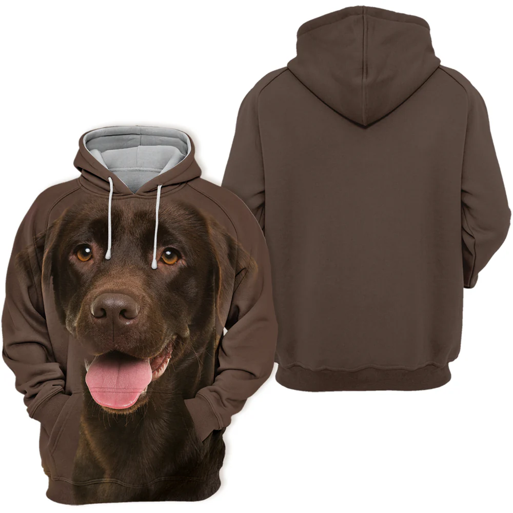 Unisex Honden Hoodie | Labrador Chocolate Smile - Afbeelding 3