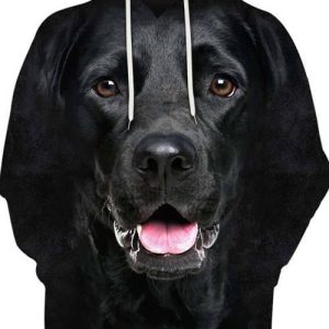 Unisex Honden Hoodie | Labrador Retriever Zwart Open Mouth