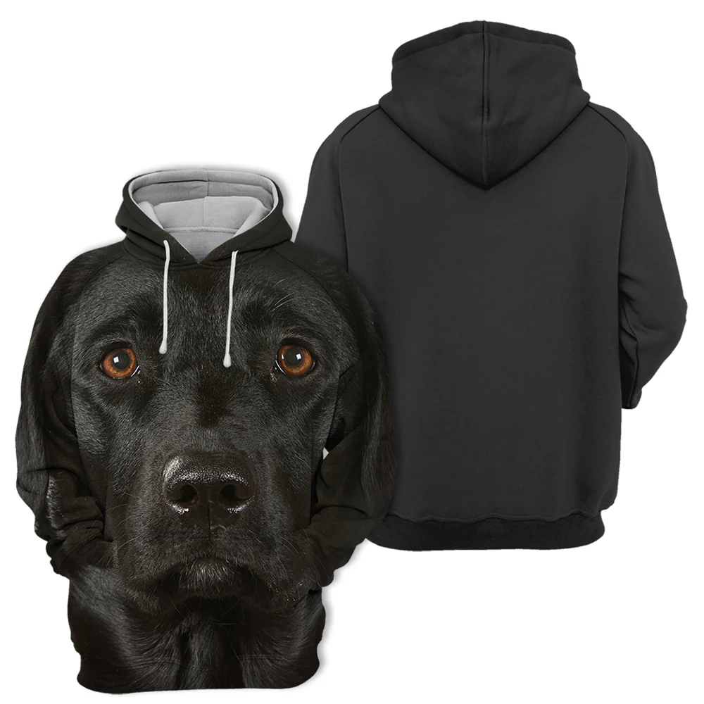 Unisex Honden Hoodie | Labrador Zwart - Afbeelding 3