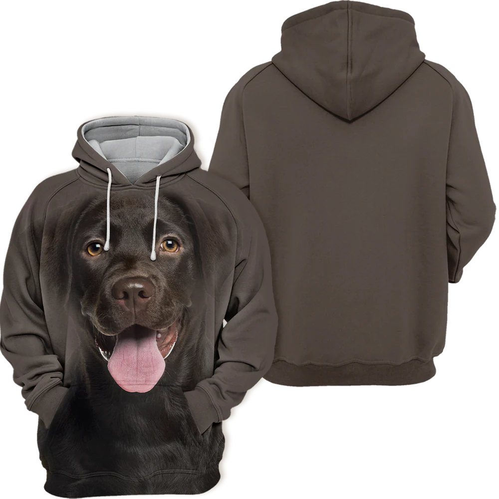 Unisex Honden Hoodie | Labrador Zwart Laugh - Afbeelding 3