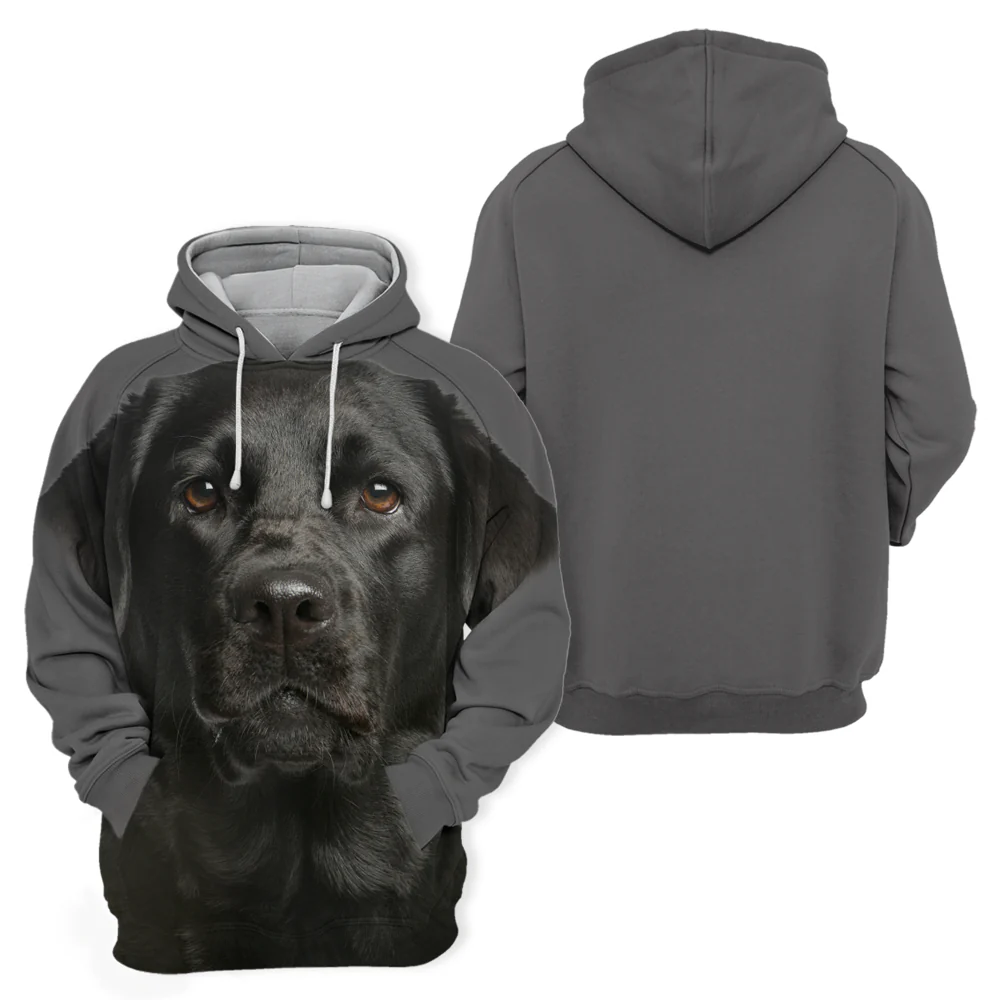 Unisex Honden Hoodie | Labrador Zwart Quiet - Afbeelding 3