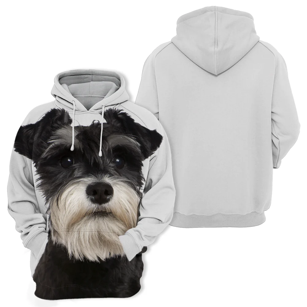 Unisex Honden Hoodie | Miniature Schnauzer Zwart - Afbeelding 3