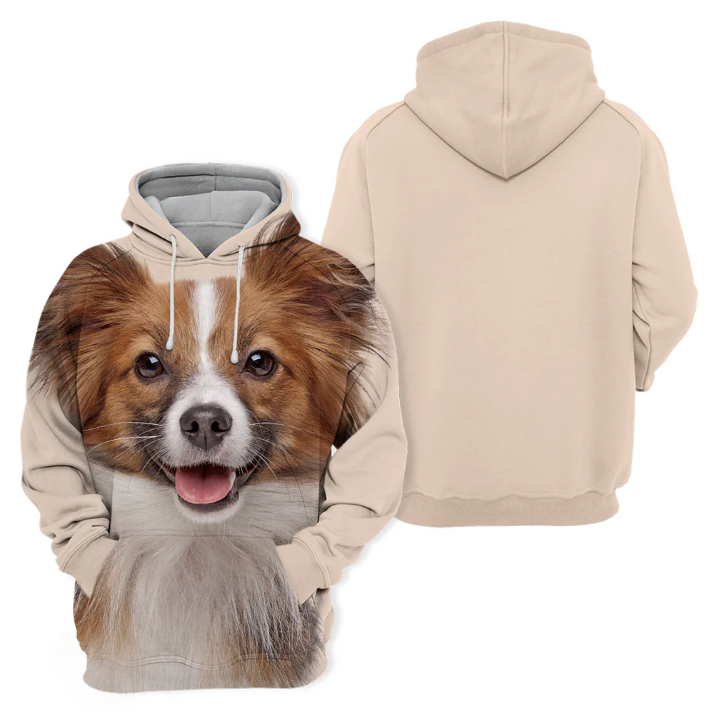 Unisex Honden Hoodie | Papillon Butterfly - Afbeelding 3