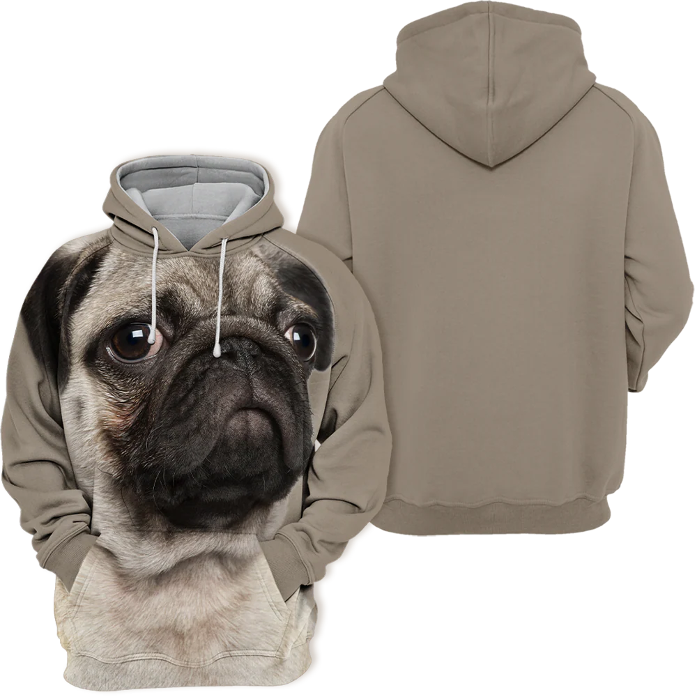 Unisex Honden Hoodie | Pug Quiet - Afbeelding 3