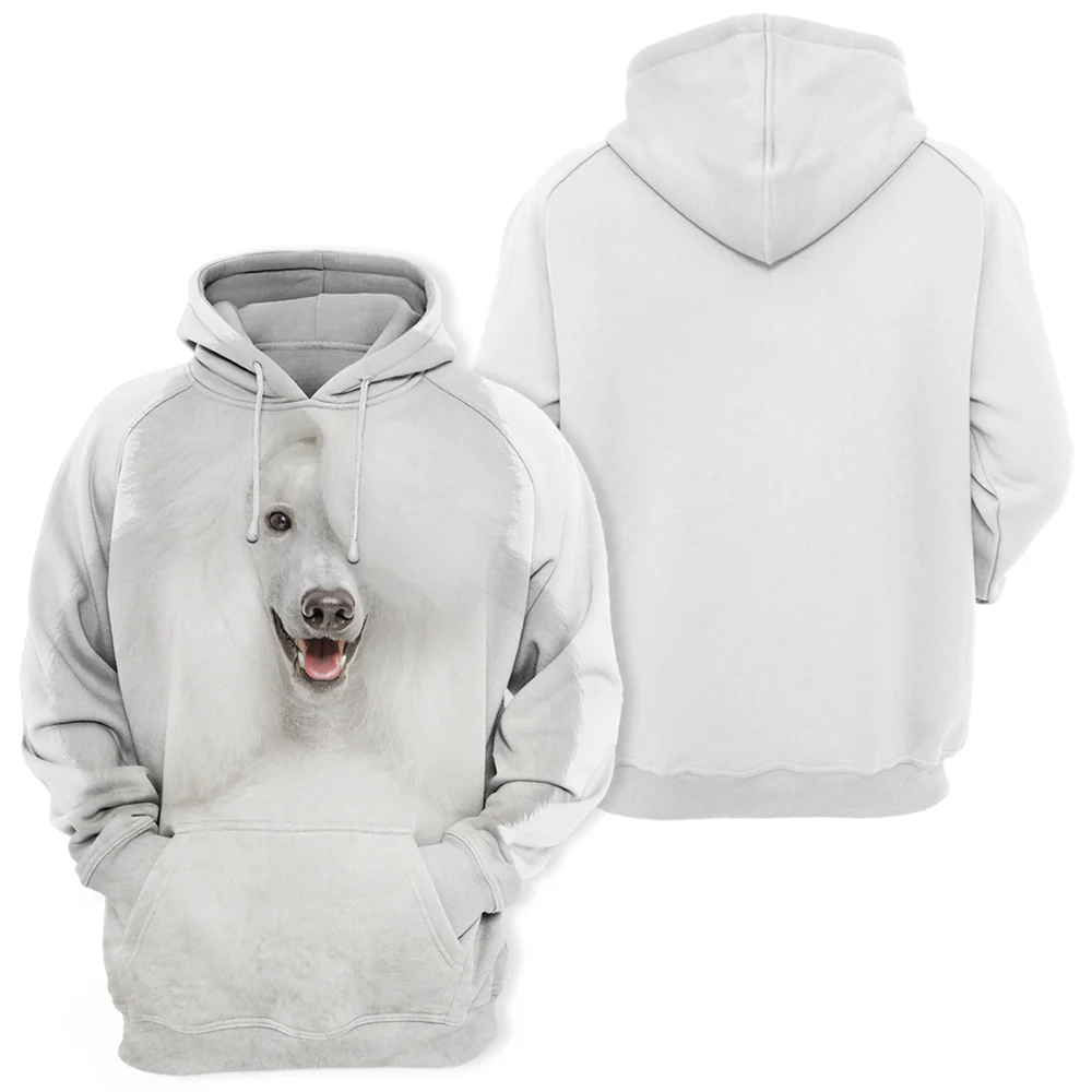Unisex Honden Hoodie | Royal Poodle Wit - Afbeelding 3