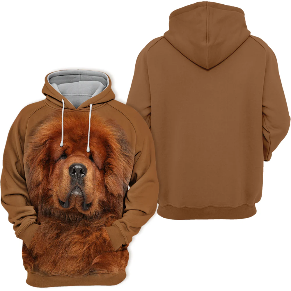 Unisex Honden Hoodie | Tibetaanse Mastiff Red - Afbeelding 3