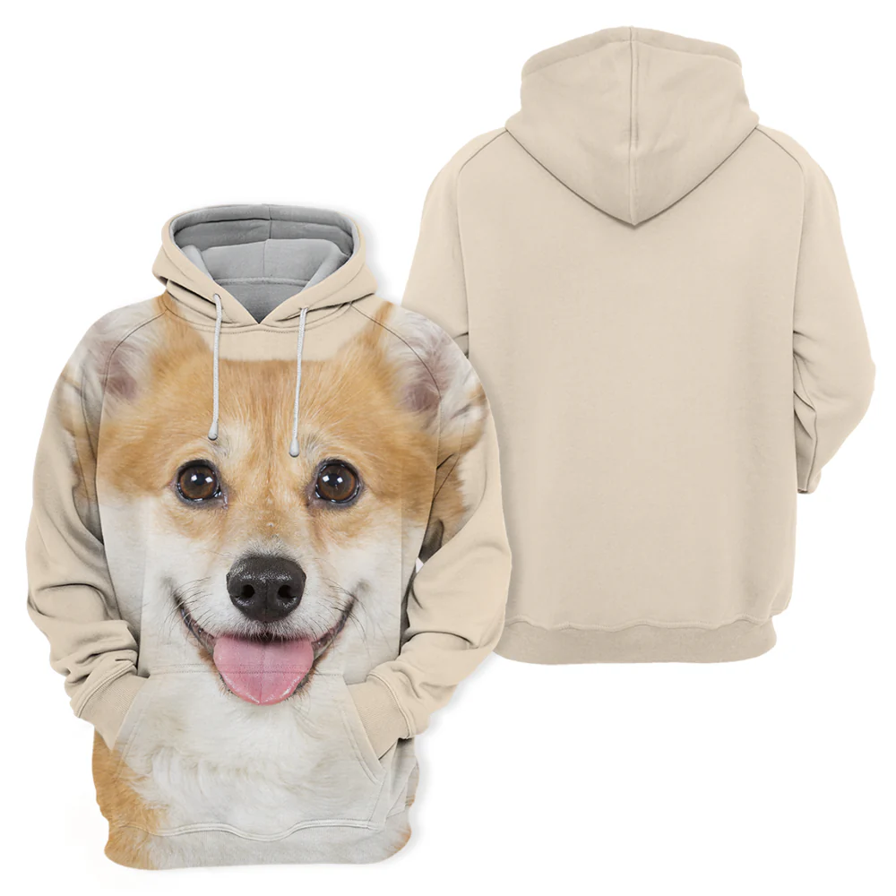 Unisex Honden Hoodie | Welsh Corgi Happy - Afbeelding 3