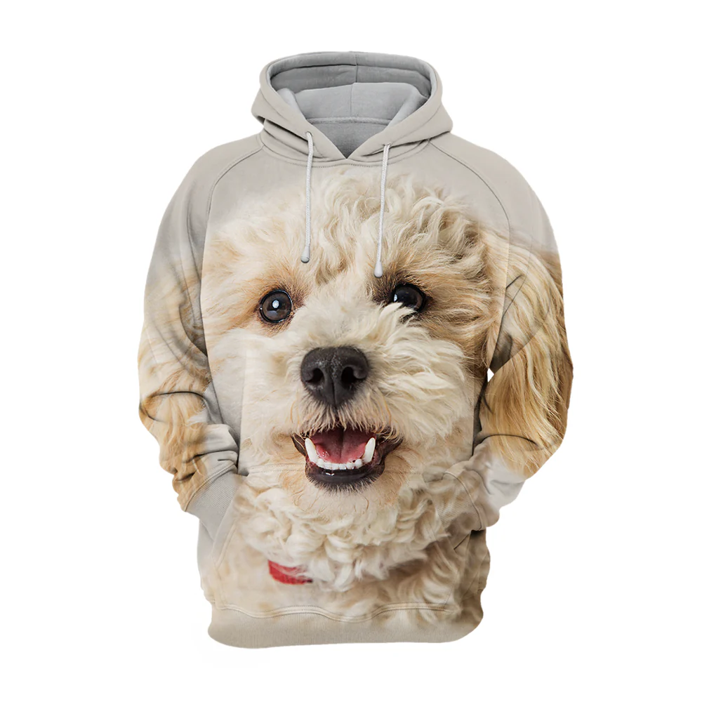 Unisex Honden Hoodie | Wit Mixed Breed Poodle Smile - Afbeelding 2