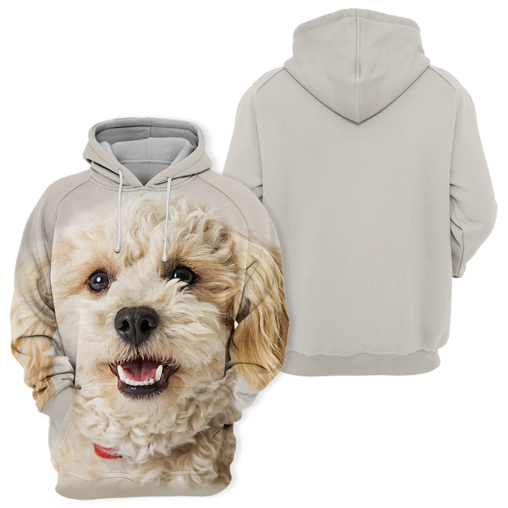 Unisex Honden Hoodie | Wit Mixed Breed Poodle Smile - Afbeelding 3