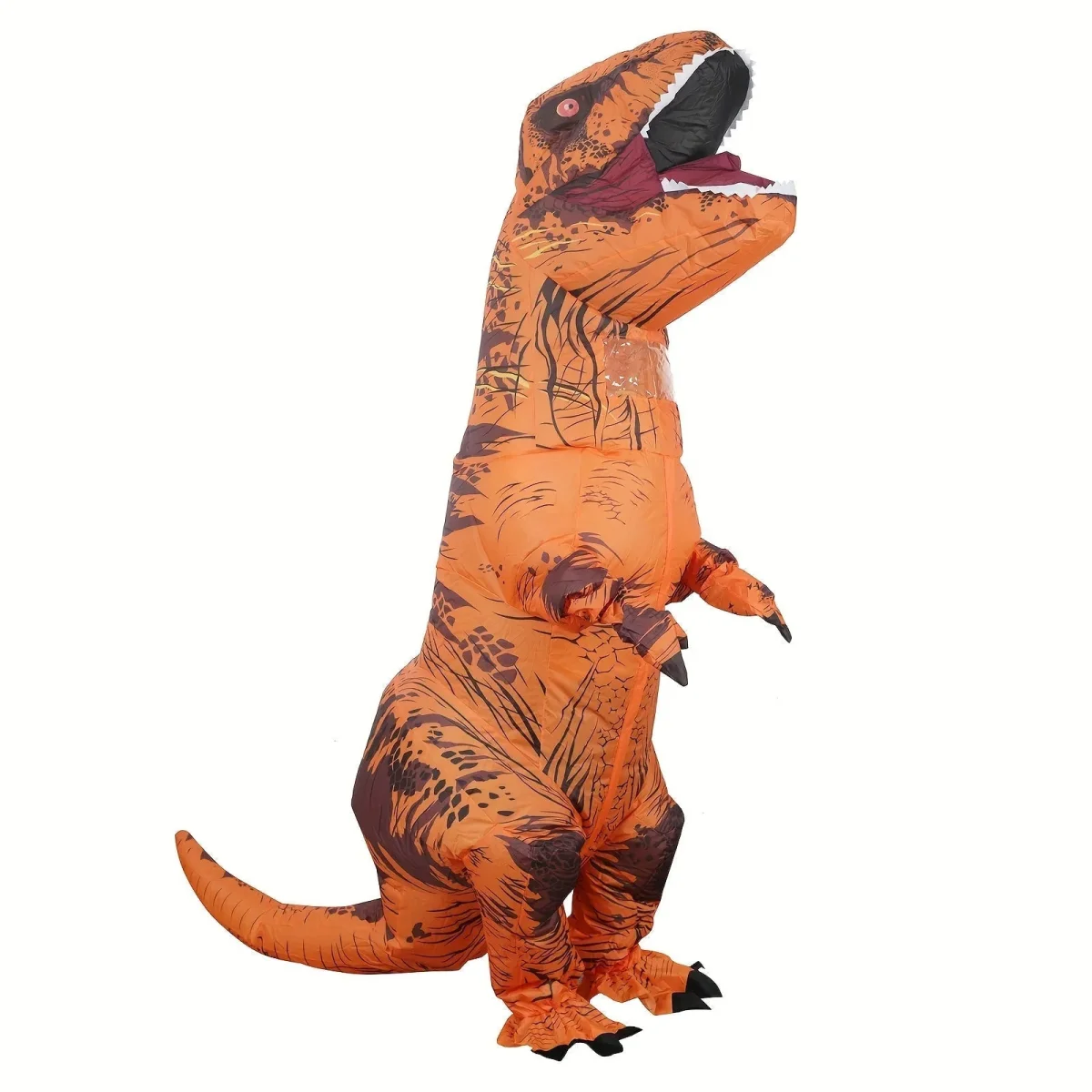 DinoKing Opblaasbaar T-Rex Kostuum – Gigantisch Unisex Pak met Ventilator - Afbeelding 3