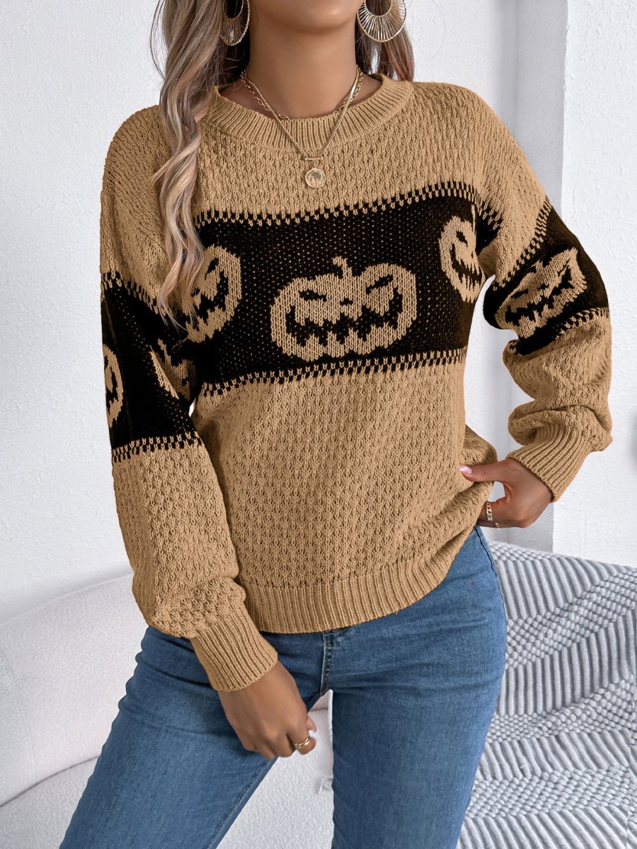 Halloween Trui – Sweater met Pompoen Design voor Herfst en Feestdagen - Afbeelding 3