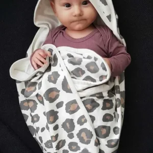 Baby badcape panter met naam